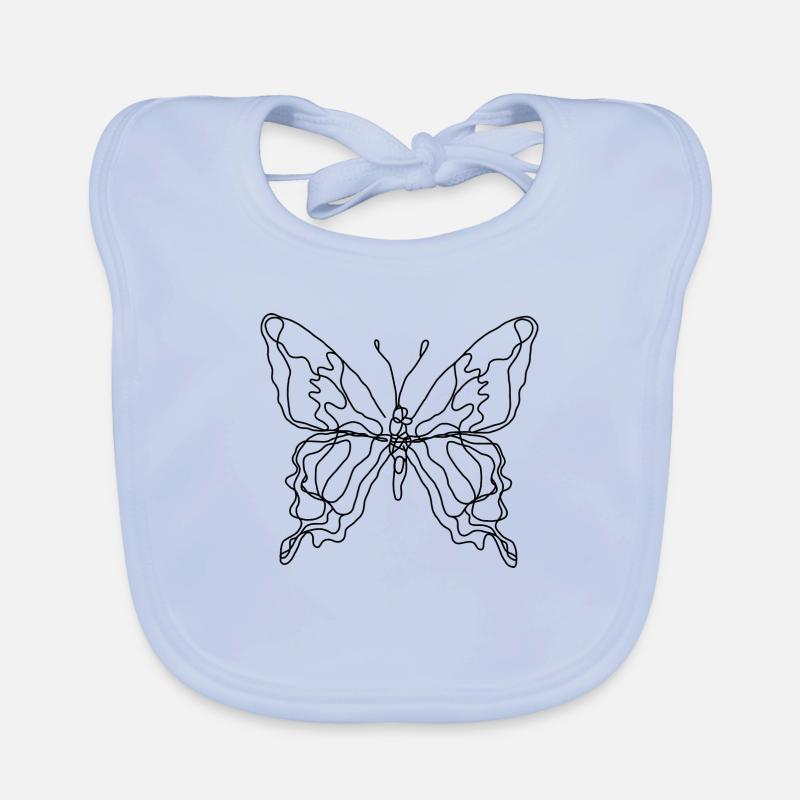 Papillon - dessin de lignes - Bavoir bio Bébé - bleu ciel
