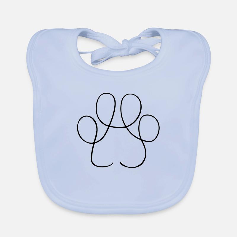 Pfote Line Art - Minimalistisch - Baby Bio-Lätzchen - sky Blue