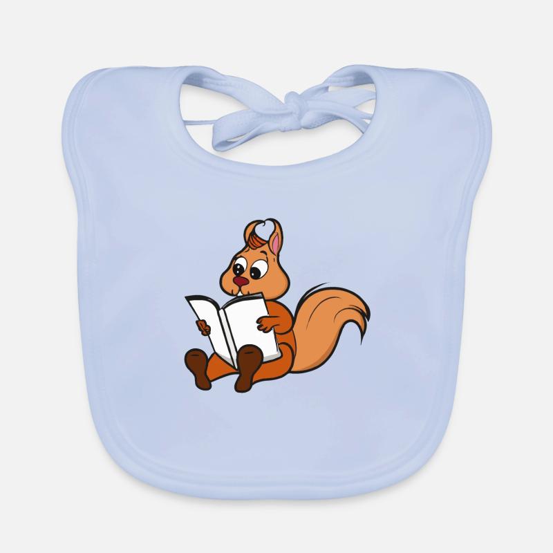 Squirrel reads book gift idea Organic Baby Bibs