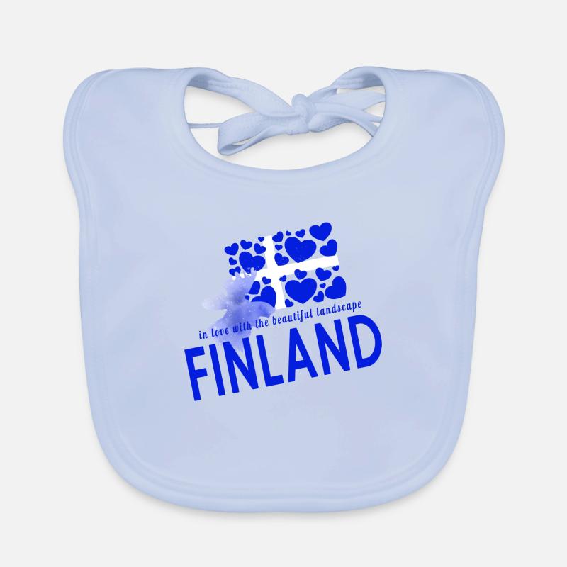 Finlande Finlande - Bavoir bio Bébé - bleu ciel