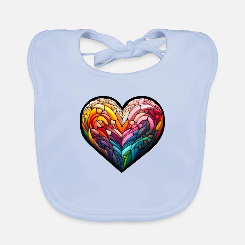 Cœur de verre - Bavoir bio Bébé - bleu ciel