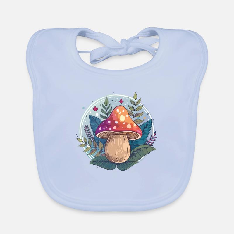 Flowers,toadstool,mushroom,forest,illustration Organic Baby Bibs