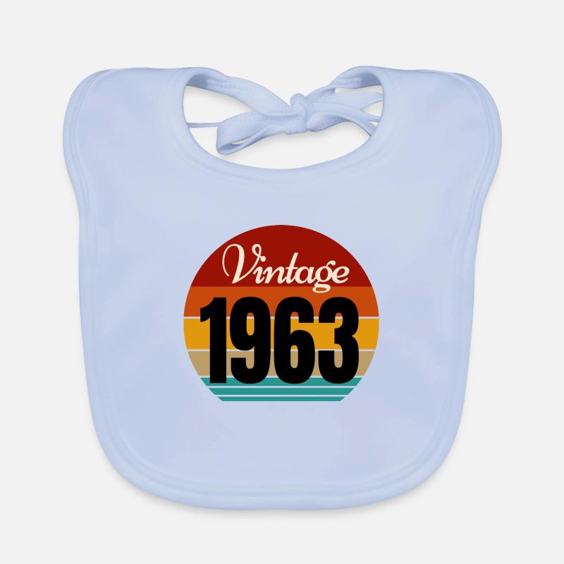 millésime 1963 - Bavoir bio Bébé - bleu ciel