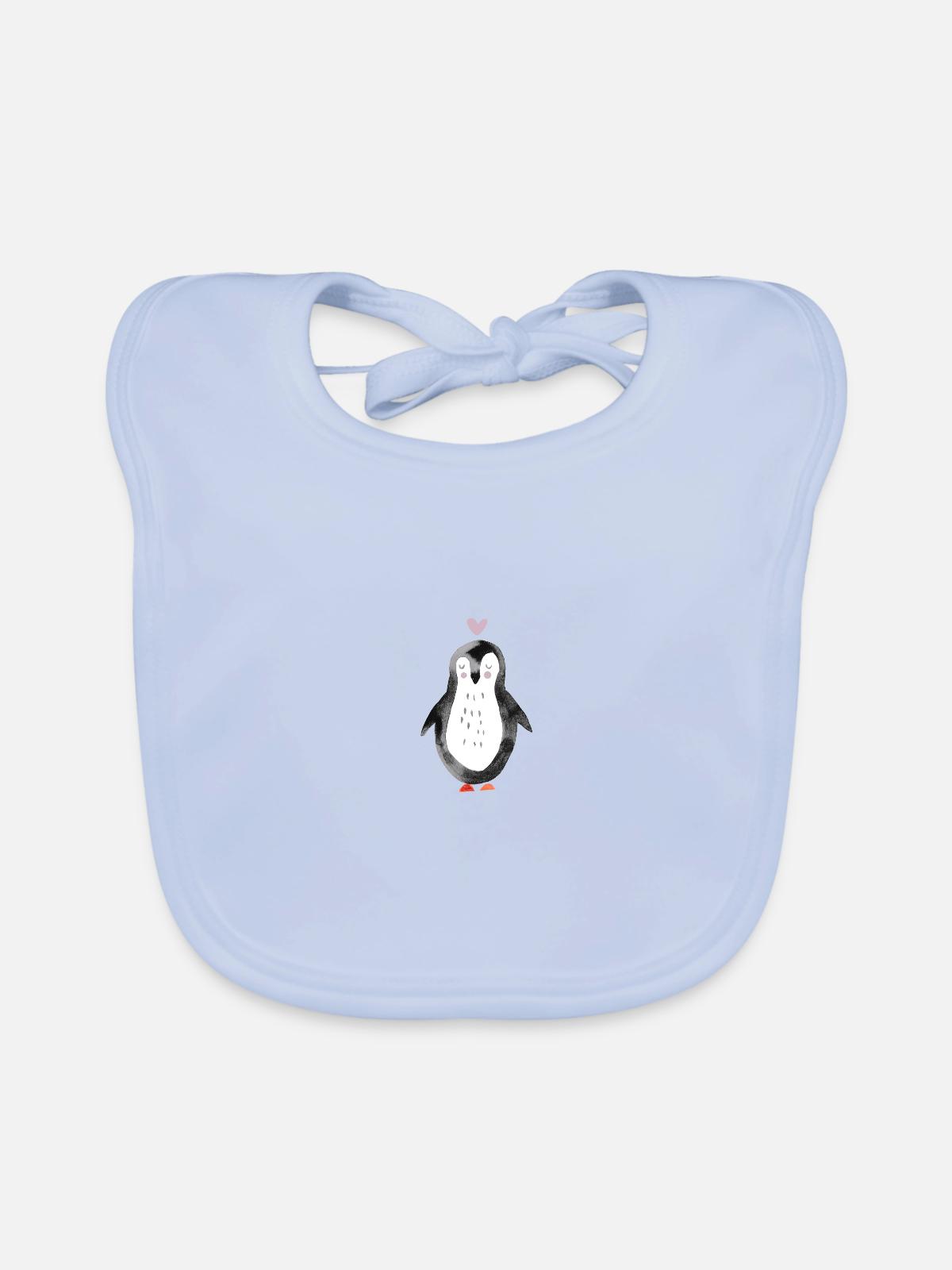 Pinguin - Baby Bio-Lätzchen - sky Blue - Vorne