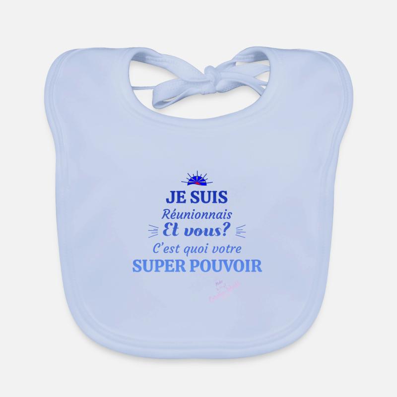 Super pouvoir 974 - Bavoir bio Bébé - bleu ciel