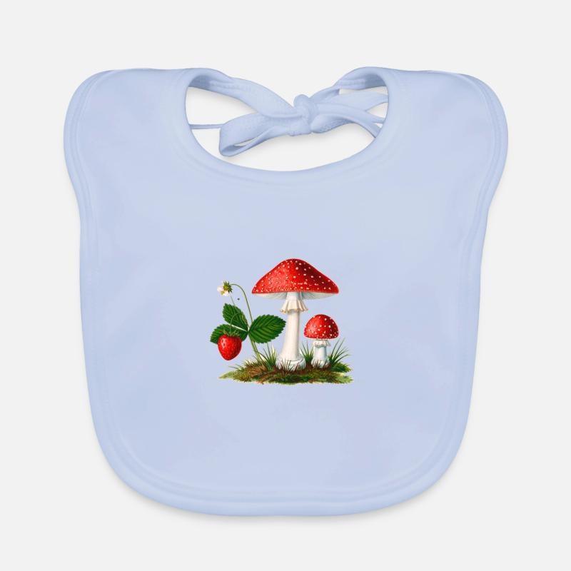 strawberries,vintage,retro,toadstool,forest Organic Baby Bibs