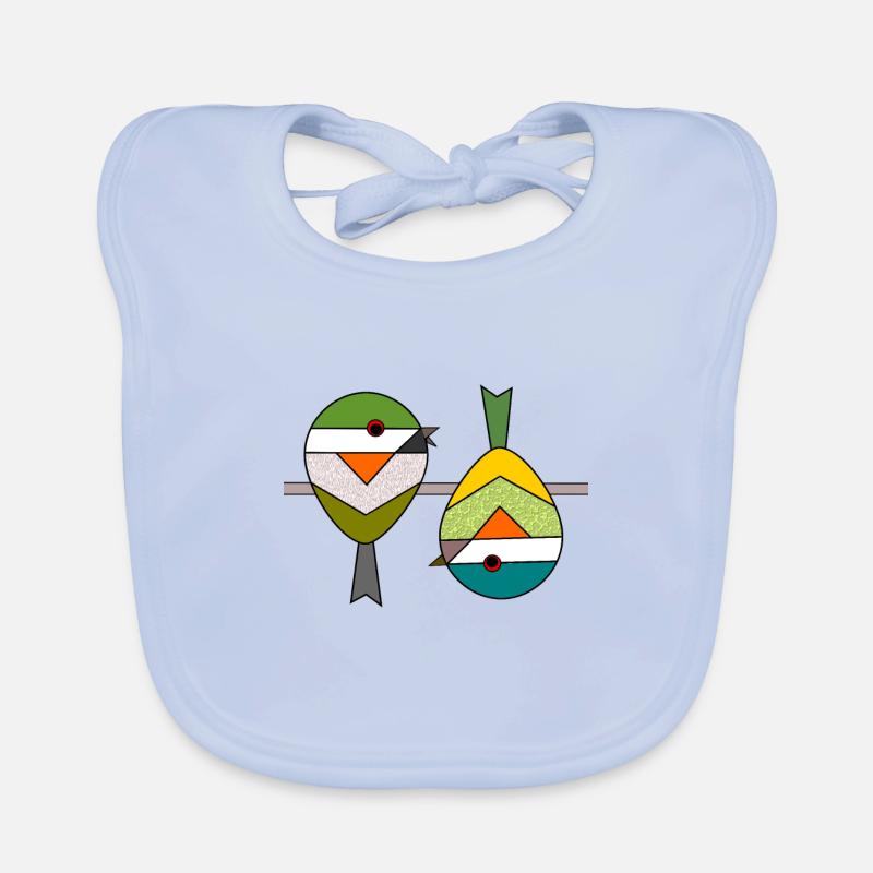 Vogel 2 abstrakte geometrische Spatzen Baby Bio-Lätzchen