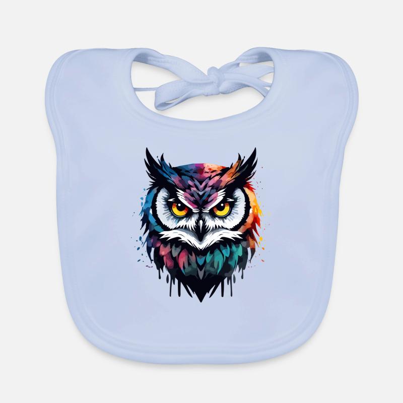 Eule coole bunte Federn cooler cooler Vogel Baby Bio-Lätzchen