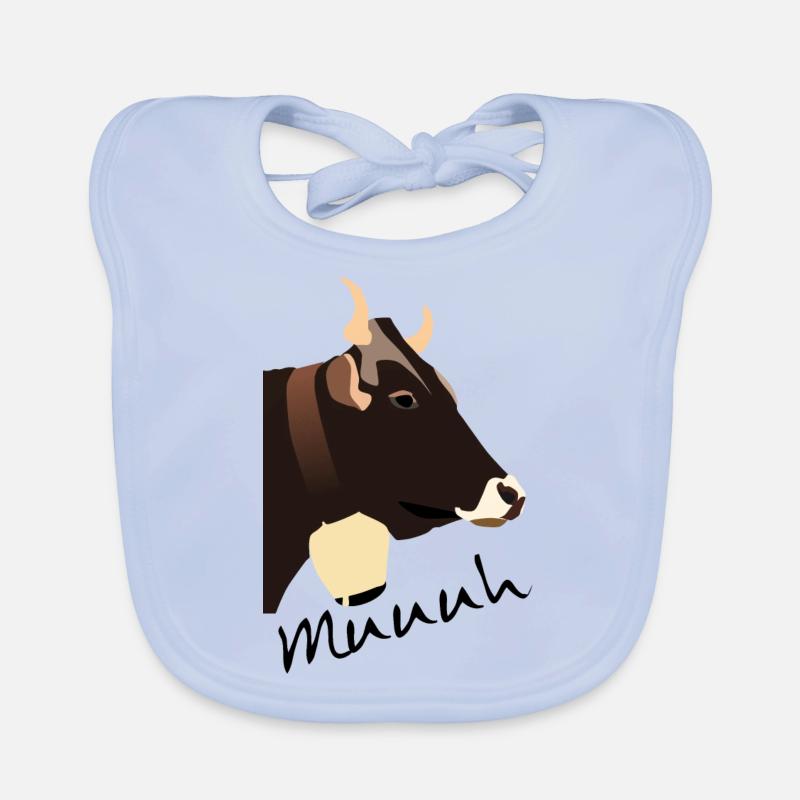 Impression de vache, illustration de vaches, cloche, cornes Bavoir bio Bébé