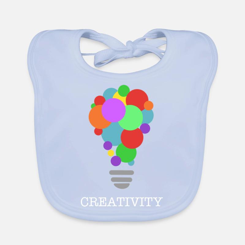 CREATIVITY lightbulb with white print Baby Bio-Lätzchen