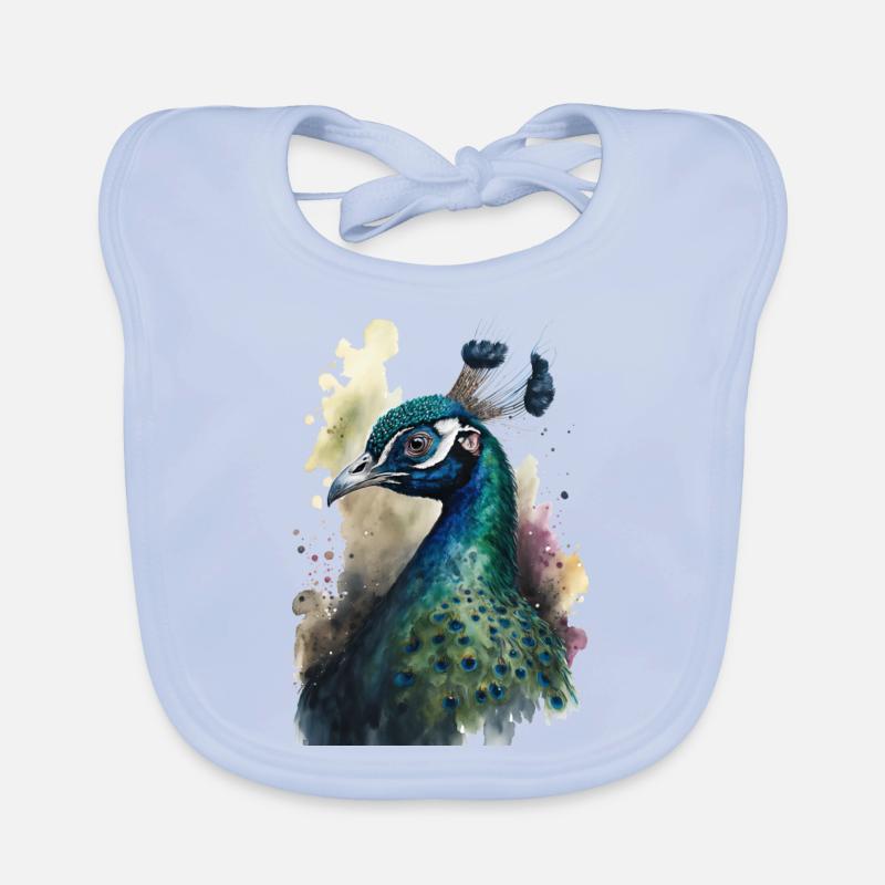 Pfau Wasserfarben Malerei Baby Bio-Lätzchen