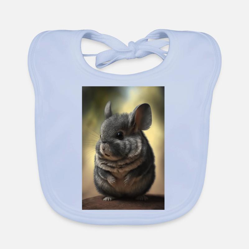 Chinchilla Realistic Animal Organic Baby Bibs
