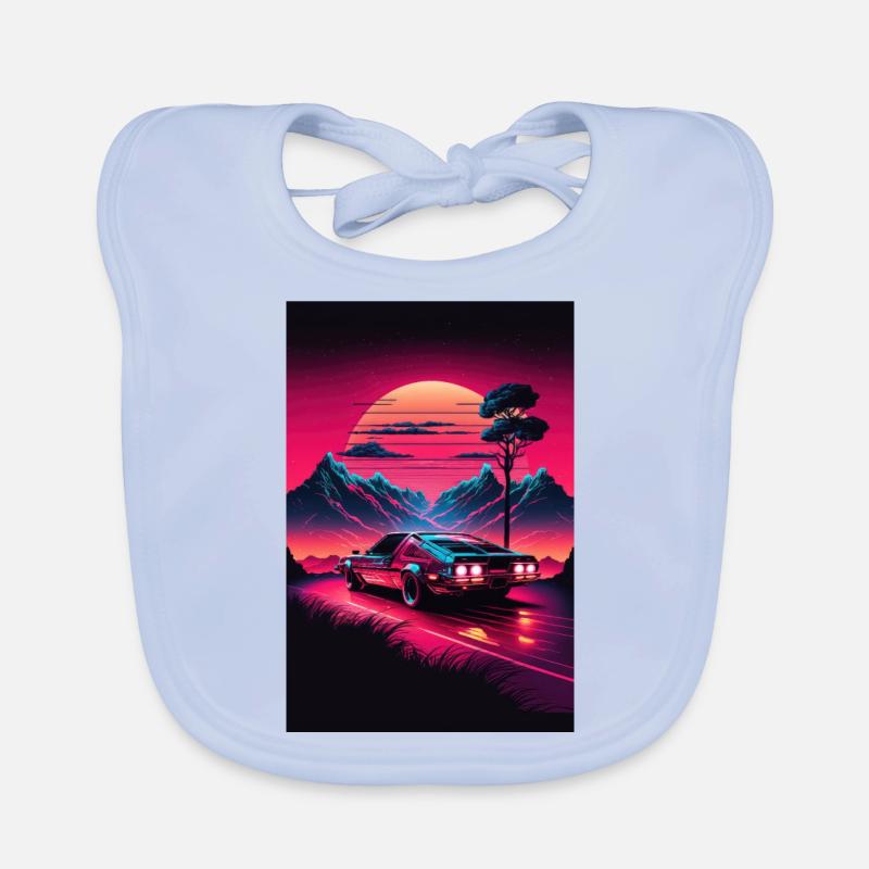 Synthwave Country Car Retro Sun Palms Bavoir bio Bébé