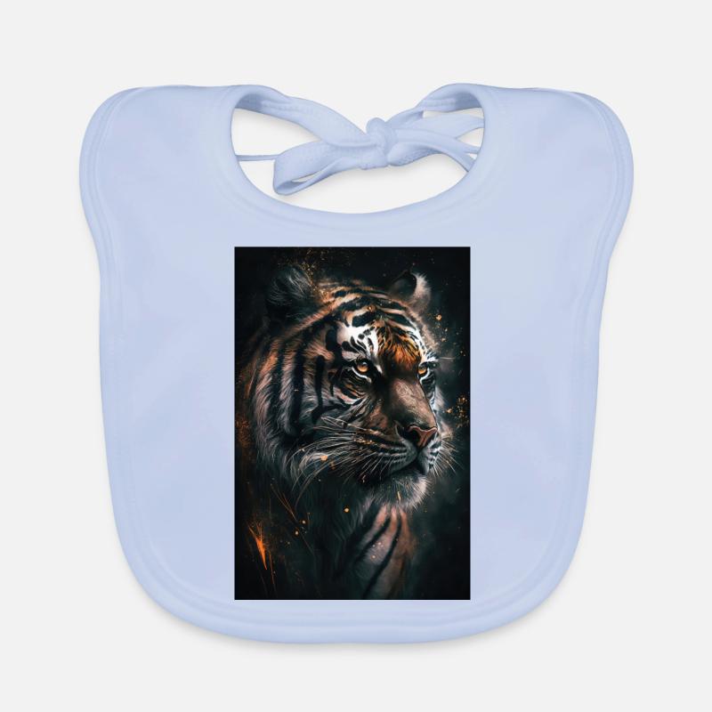 Tiger Portrait Cool Wild Cat Wildcat Predator Organic Baby Bibs
