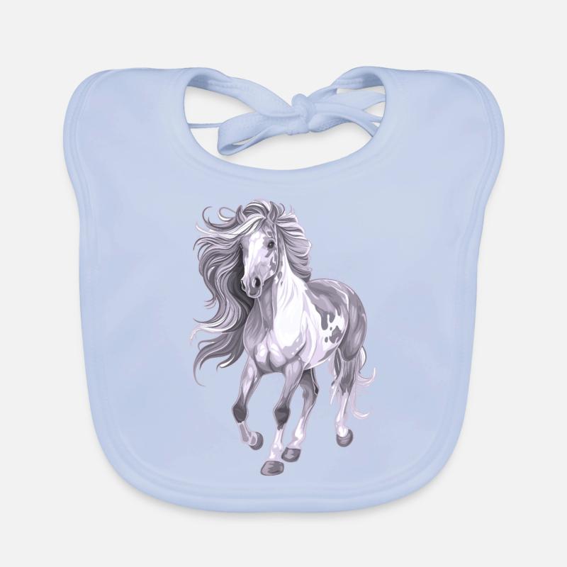 Horse with long mane Organic Baby Bibs