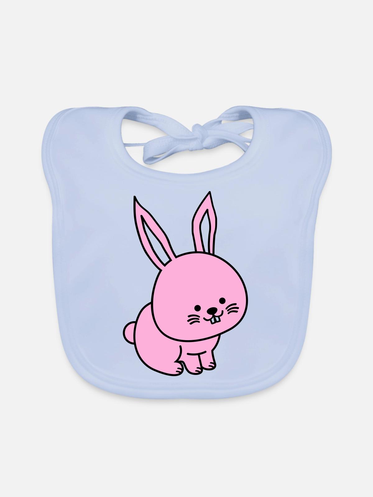 hare - Organic Baby Bibs - sky blue - Front