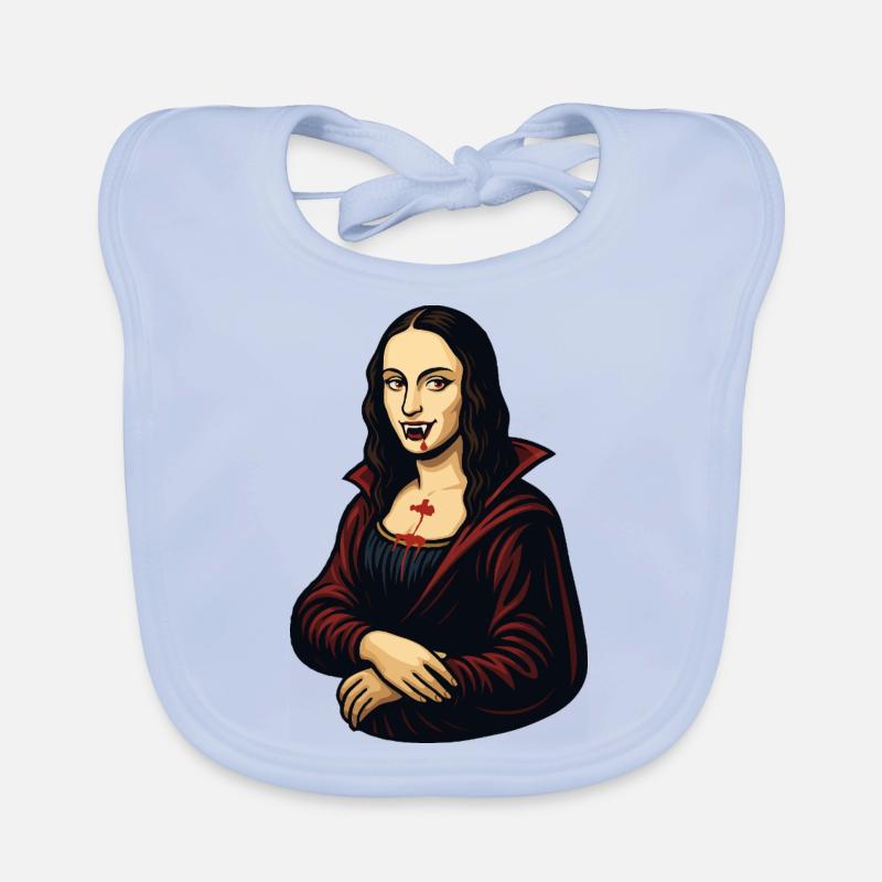 Mona Lisa vampire cartoon Organic Baby Bibs