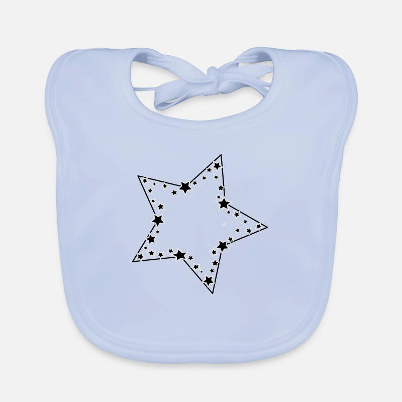 Étoiles dans l’étoile - Bavoir bio Bébé - bleu ciel