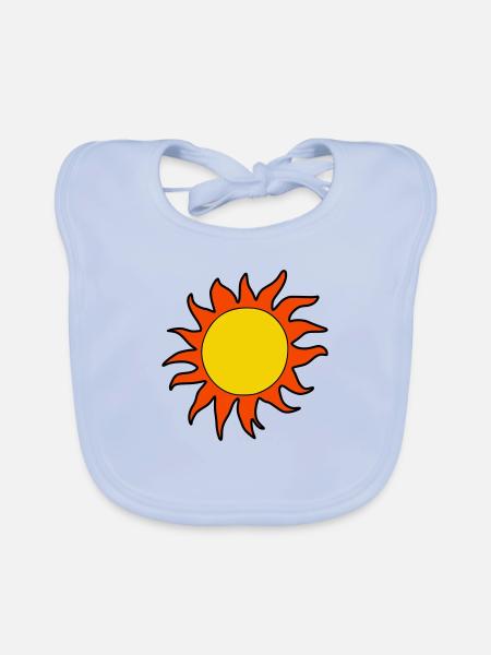 Sonne Sommer Aquarell Natur Strand Himmel Vektor - Baby Bio-Lätzchen - sky Blue - Vorne