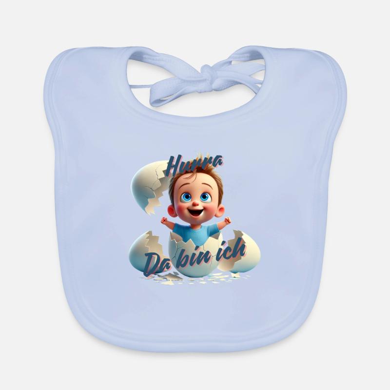 Hurra - Da bin da / Junge Baby Bio-Lätzchen
