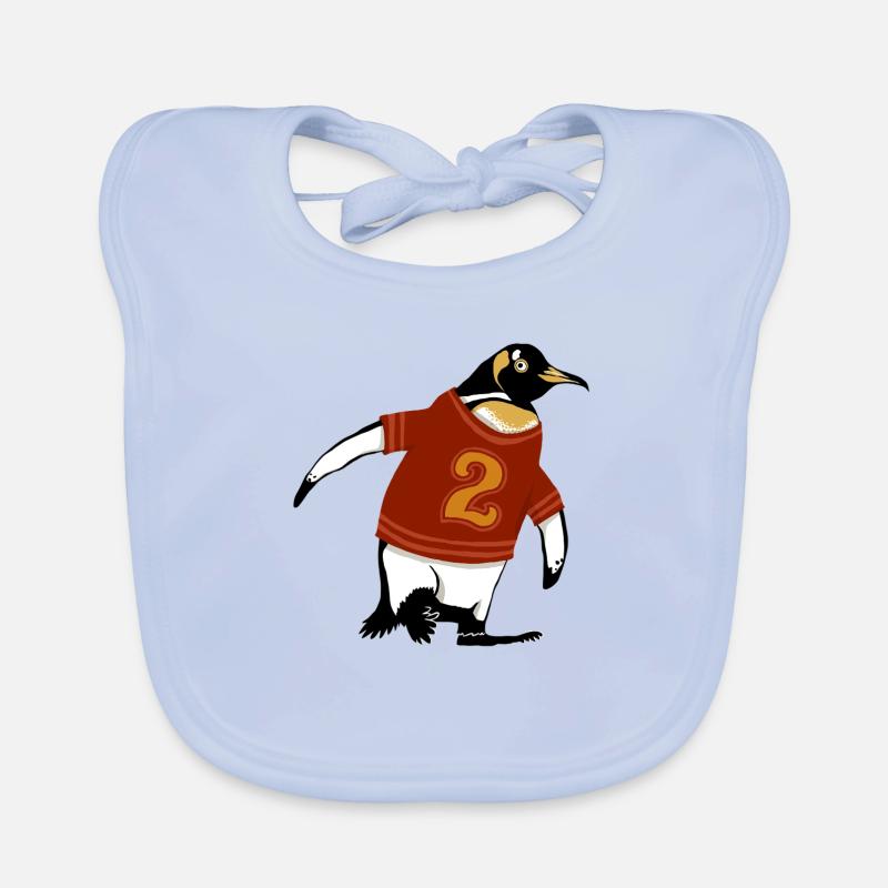 Pinguin mit Hemd 2 - Baby Bio-Lätzchen - sky Blue
