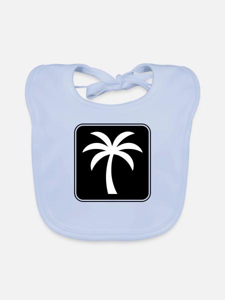 Palm Tree Icon Summer - Organic Baby Bibs - sky blue - Front