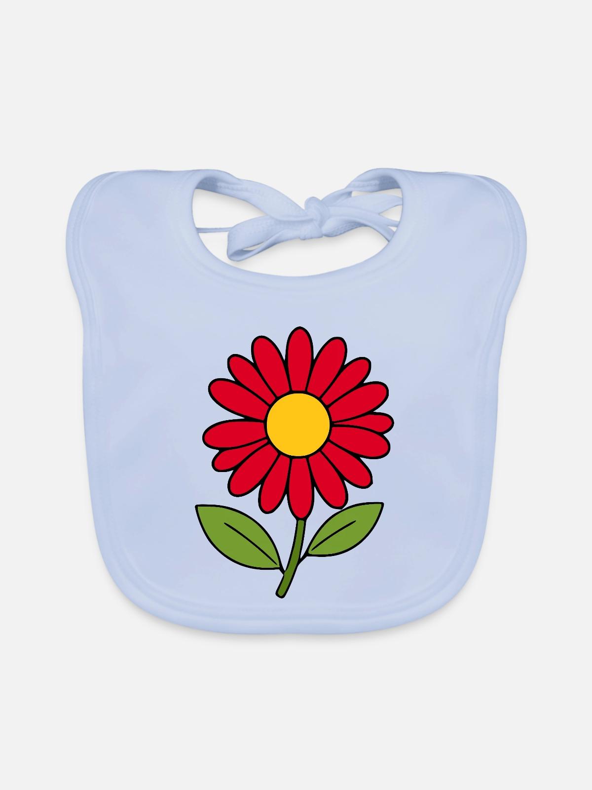 Blume rot rote Blume Blumen  - Baby Bio-Lätzchen - sky Blue - Vorne