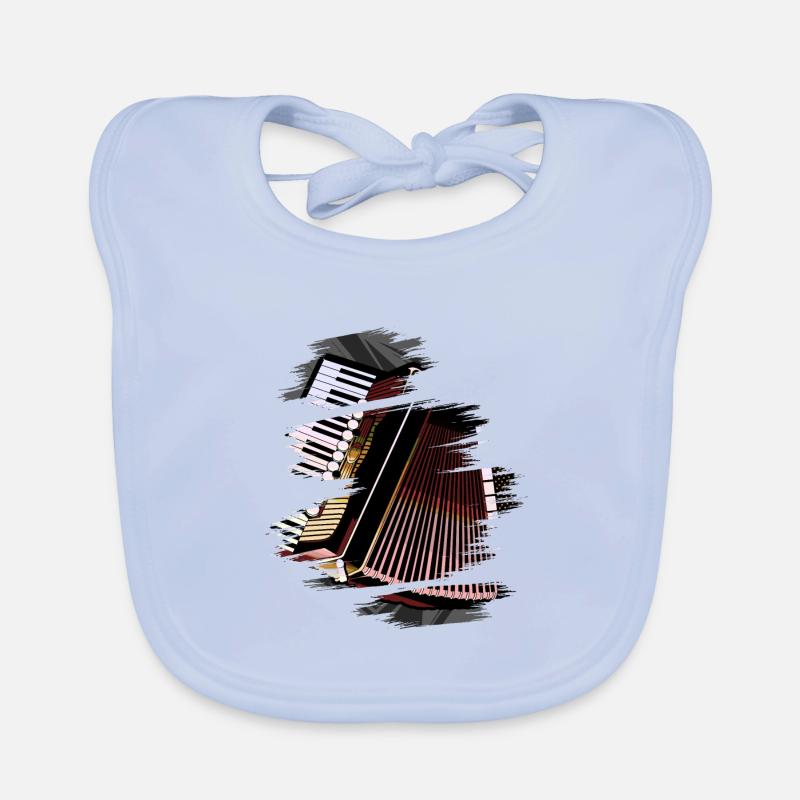 Orgue à main accordéon accordéon délavé - Bavoir bio Bébé - bleu ciel