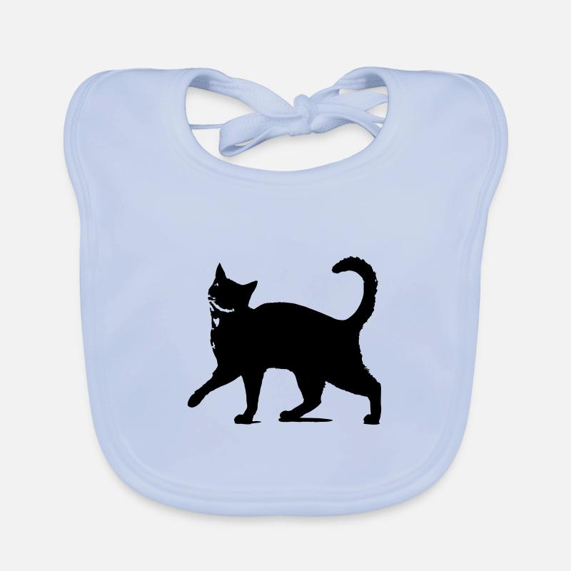 Silhouette de chat noir // silhouette de chat noir! - Bavoir bio Bébé - bleu ciel