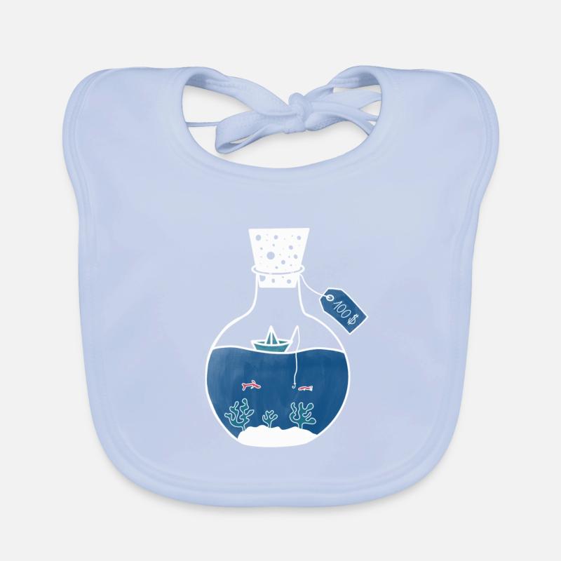 mer en flacon - Bavoir bio Bébé - bleu ciel