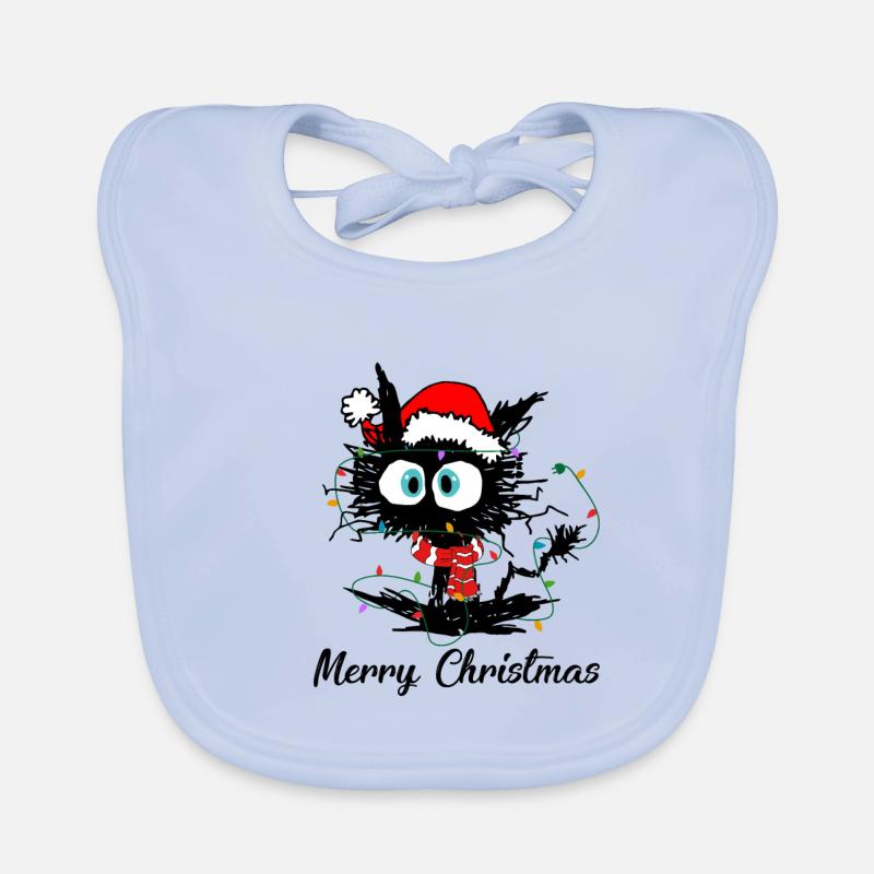 Joyeux Noël Chat Noir Bavoir bio Bébé