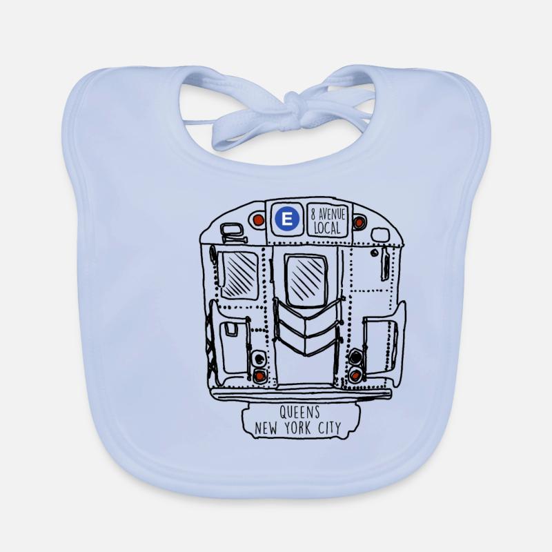 New York Subway Queens E Train Organic Baby Bibs