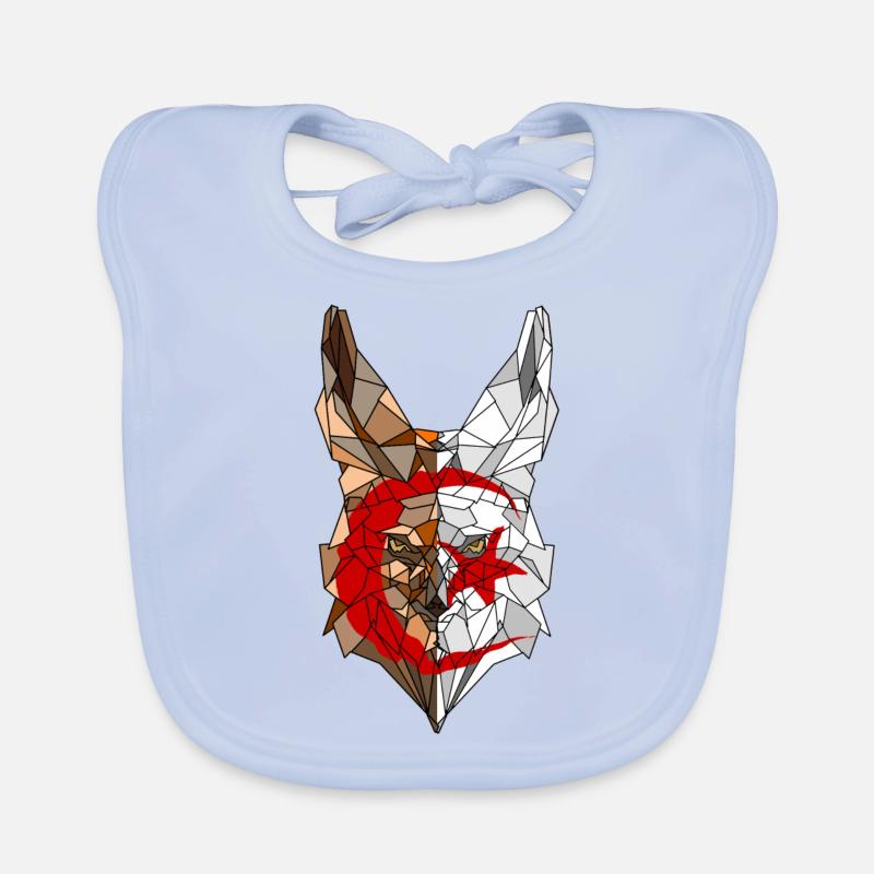 Fennec et drapeau de l'Algérie en polysphère 2 - Bavoir bio Bébé - bleu ciel