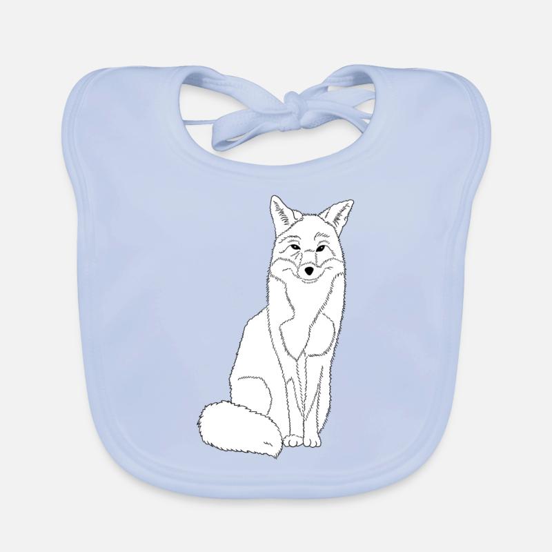 happy fox in black and white Organic Baby Bibs