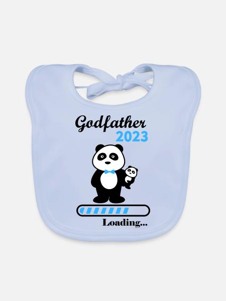 Sponsor in 2023, Pregnancy Announcement, Godfather - Organic Baby Bibs - sky blue - Front