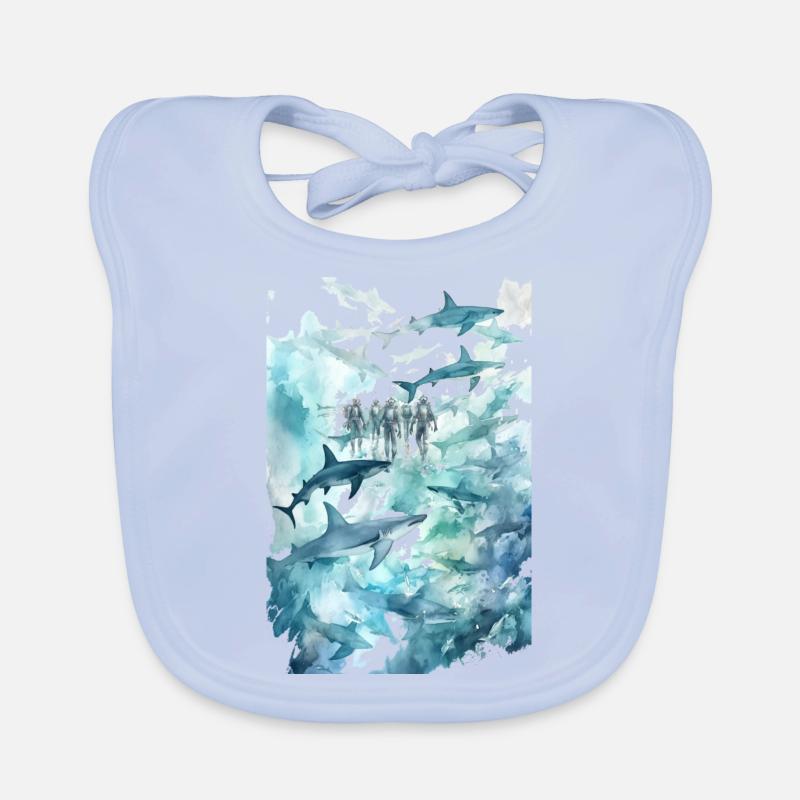 Aquarelle : banc de requin Bavoir bio Bébé