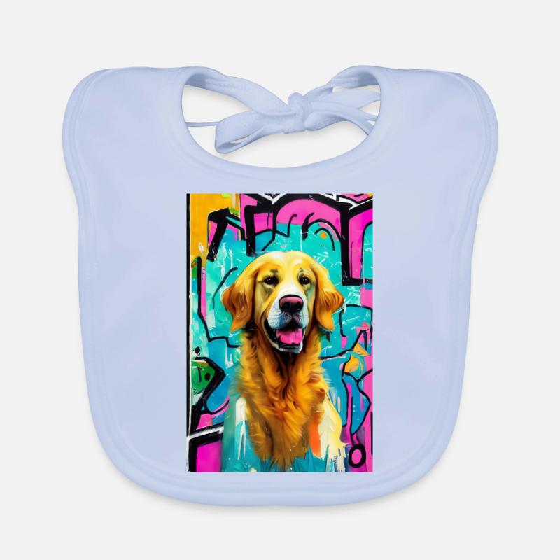 Impression Pop Art, Moderne, Golden Retriever Bavoir bio Bébé