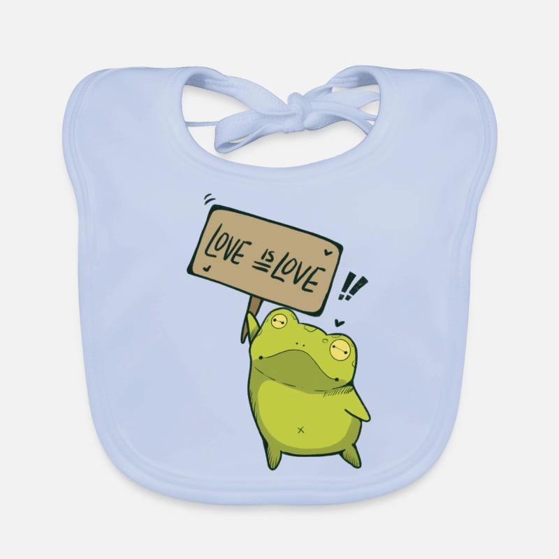 l’amour c’est l’amour Demo Frog - Bavoir bio Bébé - bleu ciel