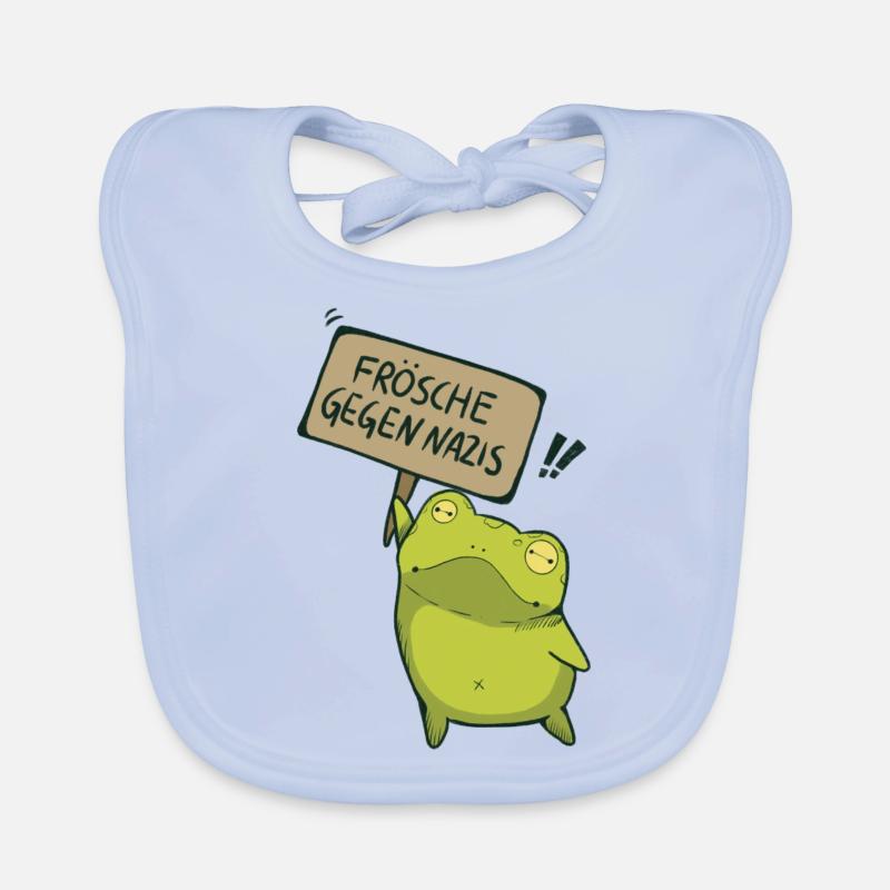 Frösche gegen Nazis - Baby Bio-Lätzchen - sky Blue