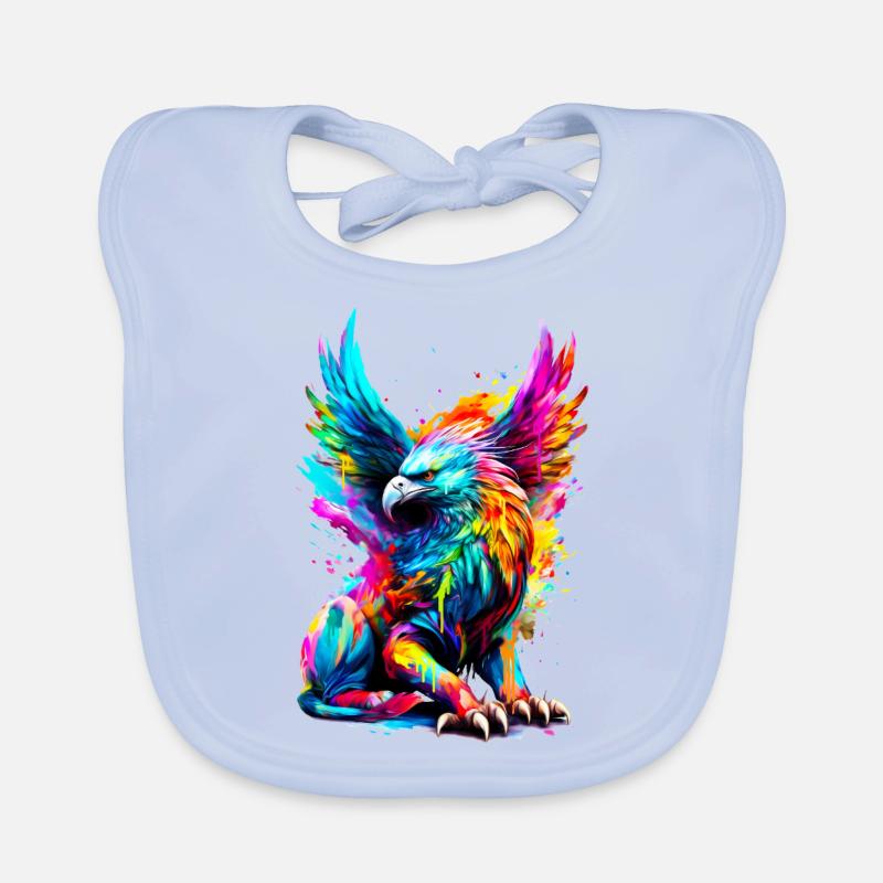 Bemalter Greif - Baby Bio-Lätzchen - sky Blue