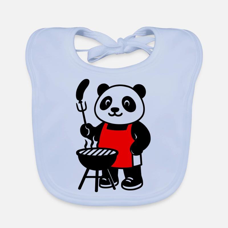 Panda BBQ - Un panda mignon en pleine séance de ba Bavoir bio Bébé
