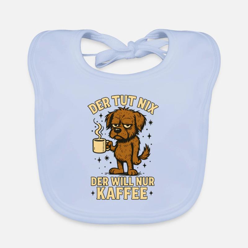 He doesn't do anything, he just wants coffee funny Organic Baby Bibs