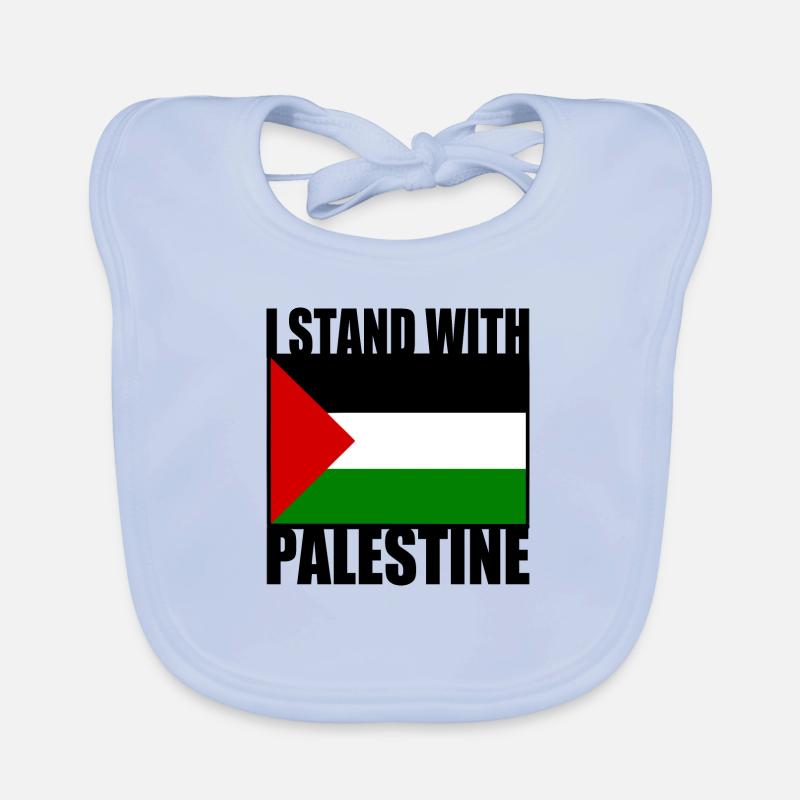 I stand with palestine - Bavoir bio Bébé - bleu ciel
