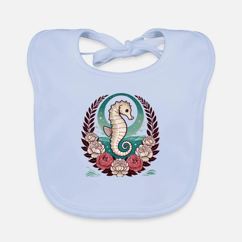 Retro Seepferdchen Baby Bio-Lätzchen