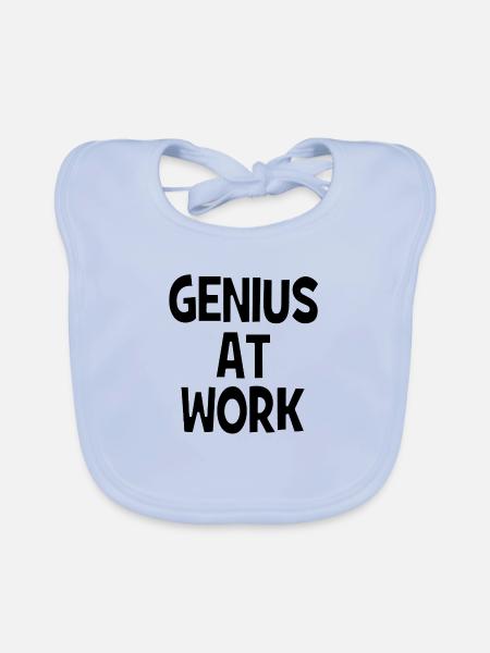 Genius at Work - Genie bei der Arbeit - Organic Baby Bibs - sky blue - Front