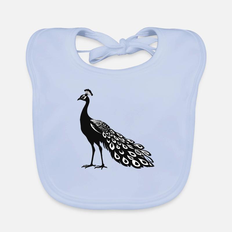 Pfau - Vogel Sticker - Baby Bio-Lätzchen - sky Blue