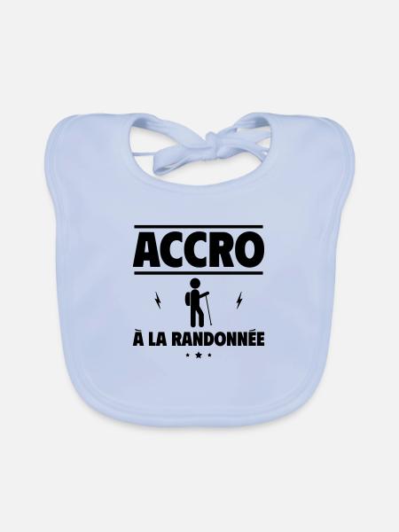 accro à la randonnée - Bavoir bio Bébé - bleu ciel - Devant