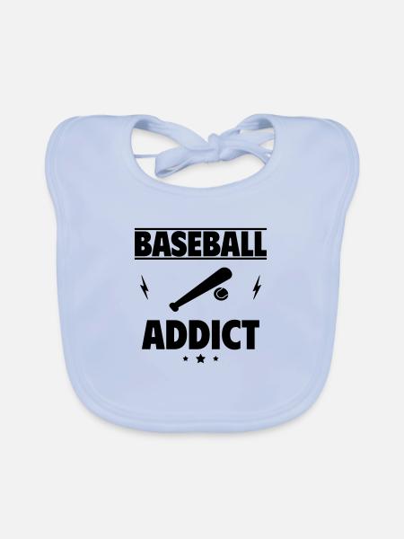 Accro au baseball - Bavoir bio Bébé - bleu ciel - Devant