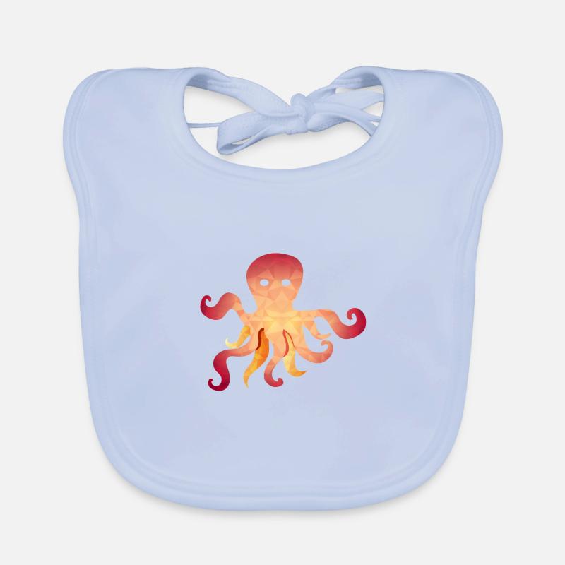 Polygone de calamar octopus - Bavoir bio Bébé - bleu ciel