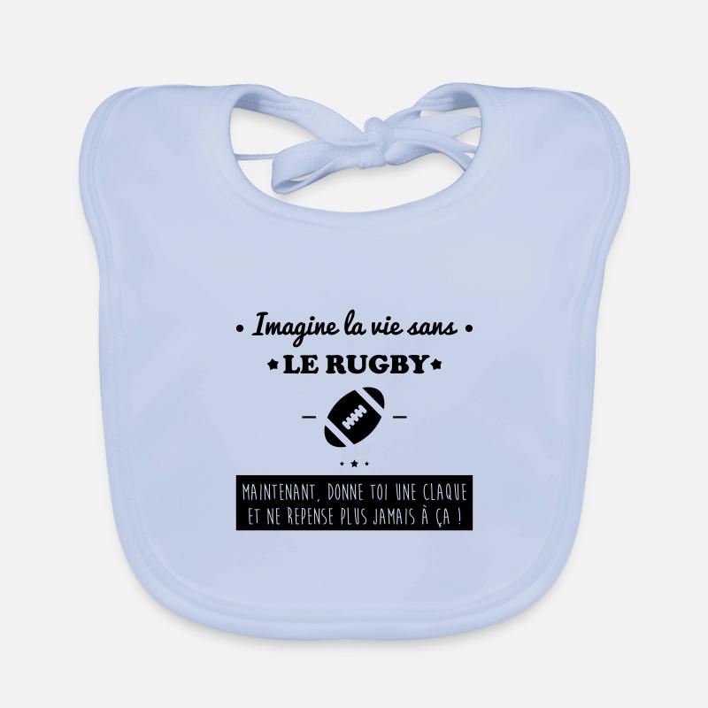 Le rugby,rugbyman - Bavoir bio Bébé - bleu ciel